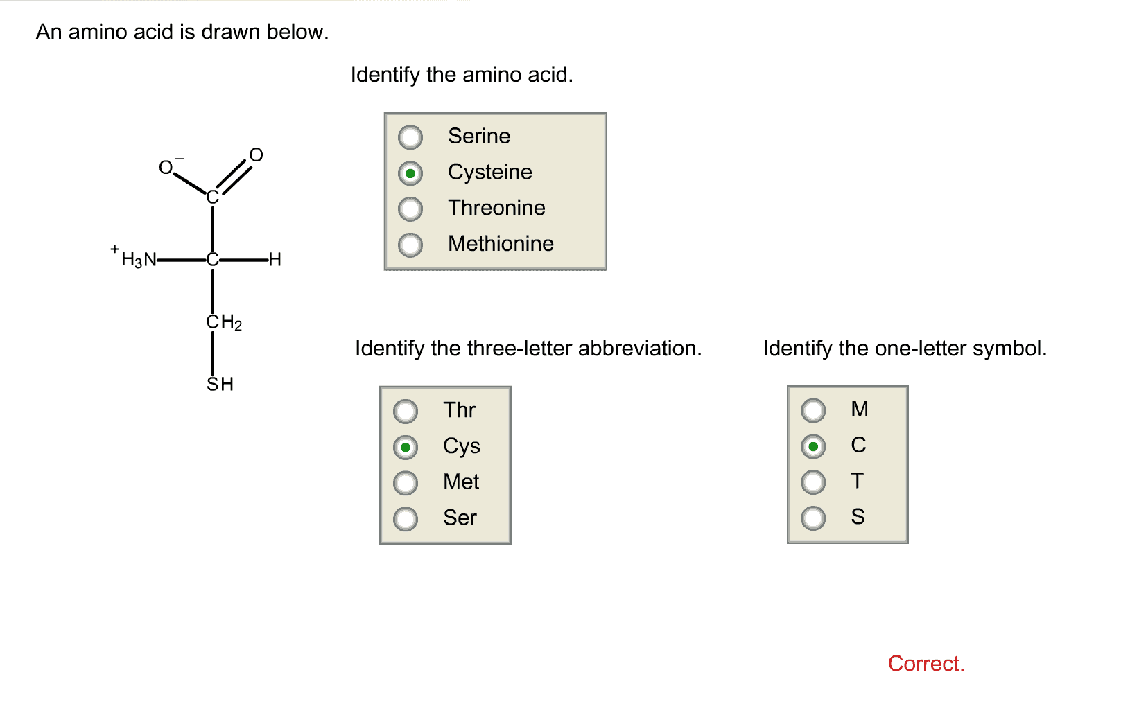 Structural reaction scheme for An amino acid is drawn below