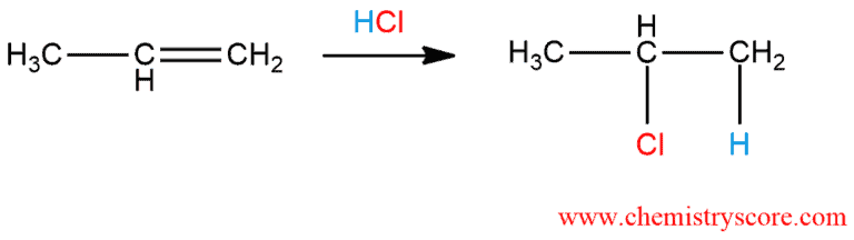 Structural reaction scheme for Addition of HCl, diagram 1 of 4