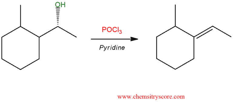 Structural reaction scheme for Alkenes from alcohols [POCl3], diagram 1 of 5