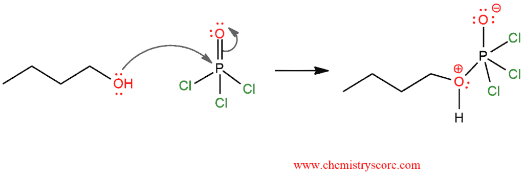 Structural reaction scheme for Alkenes from alcohols [POCl3], diagram 2 of 5
