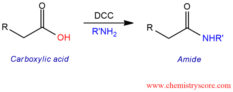 Structural reaction scheme for Amide Formation Using DCC, diagram 1 of 2
