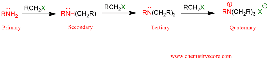 Structural reaction scheme for Ammonium salt formation [RNH2], diagram 2 of 3