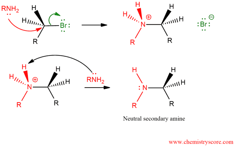 Structural reaction scheme for Ammonium salt formation [RNH2], diagram 3 of 3