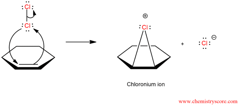 Structural reaction scheme for Chlorohydrin formation [Cl2/H2O], diagram 2 of 3