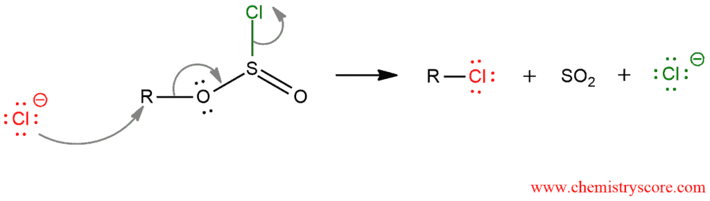 Structural reaction scheme for Conversion to alkyl chlorides [SOCl2], diagram 4 of 4