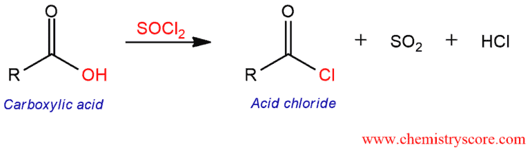 Structural reaction scheme for Conversion to acid chloride [SOCl2], diagram 1 of 3