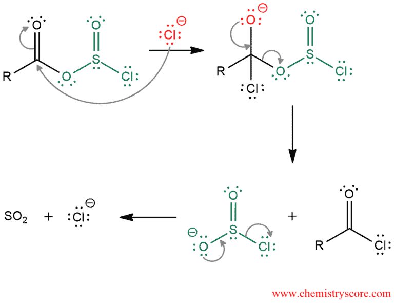 Structural reaction scheme for Conversion to acid chloride [SOCl2], diagram 3 of 3