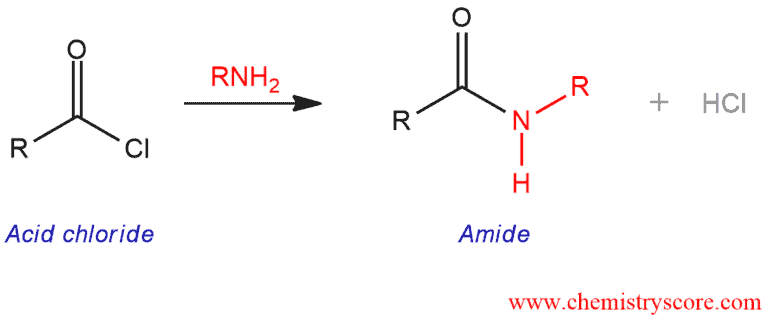 Structural reaction scheme for Amide Formation from Acid Halides, diagram 1 of 2