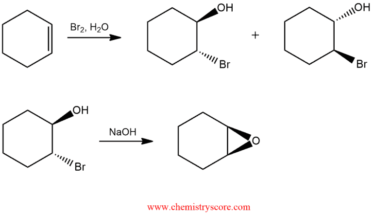 Structural reaction scheme for Epoxide formation [from halohydrins], diagram 2 of 3