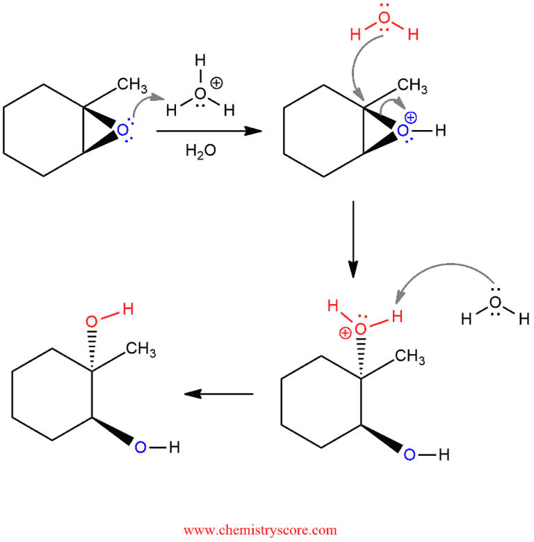 Structural reaction scheme for Epoxide opening [diol formation], diagram 2 of 2