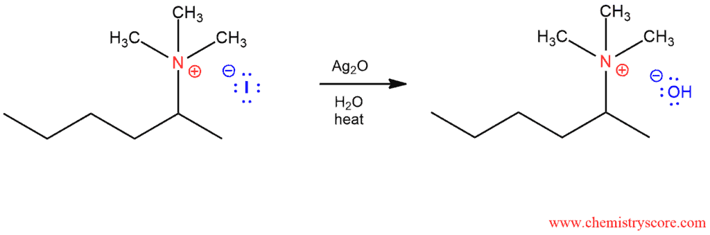 Structural reaction scheme for Hofmann Elimination, diagram 3 of 4