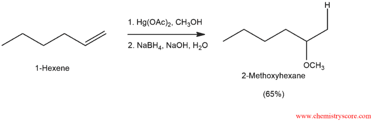 Structural reaction scheme for Oxymercuration [Hg(OAc)2/ROH], diagram 1 of 6