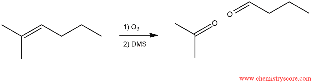 Structural reaction scheme for Ozonolysis (Reductive workup), diagram 1 of 5
