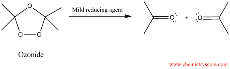 Structural reaction scheme for Ozonolysis (Reductive workup), diagram 4 of 5