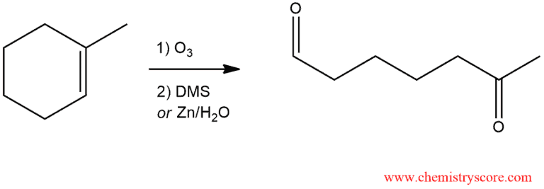 Structural reaction scheme for Ozonolysis (Reductive workup), diagram 5 of 5