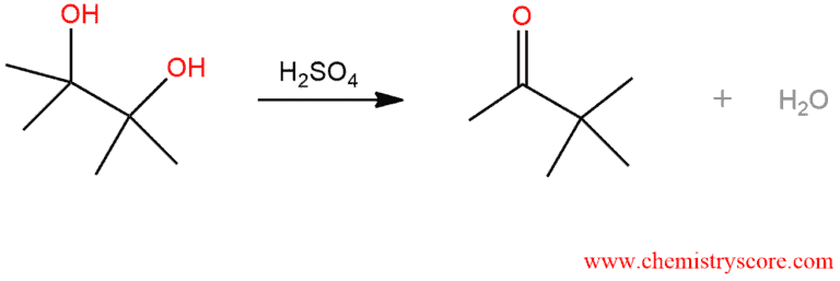 Structural reaction scheme for Pinacol Rearrangement, diagram 1 of 2