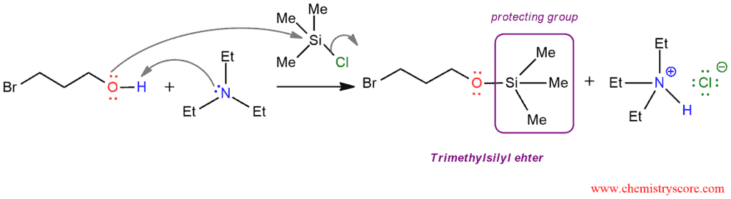 Structural reaction scheme for Protection as silyl ethers, diagram 2 of 4