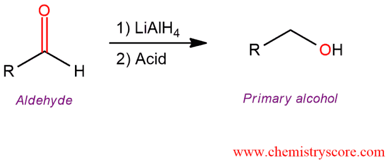 Structural reaction scheme for Reduction of aldehydes [LiAlH4], diagram 1 of 3