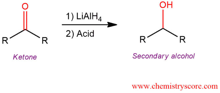 Structural reaction scheme for Reduction of ketones [LiAlH4], diagram 1 of 2