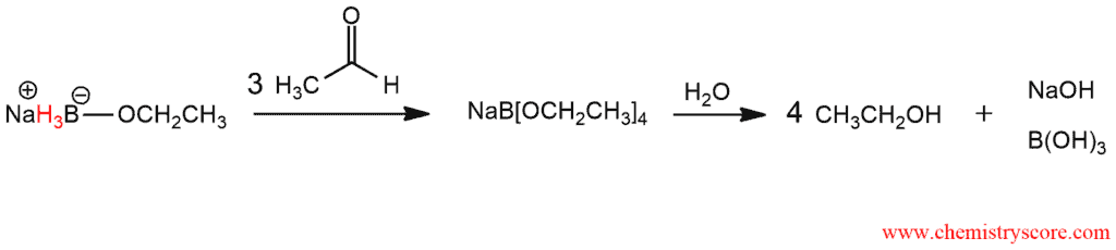 Structural reaction scheme for Reduction of aldehydes [NaBH4], diagram 3 of 3