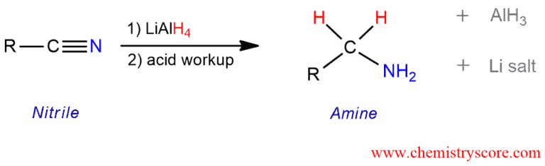 Structural reaction scheme for Reduction to amines [LiAlH4], diagram 1 of 3
