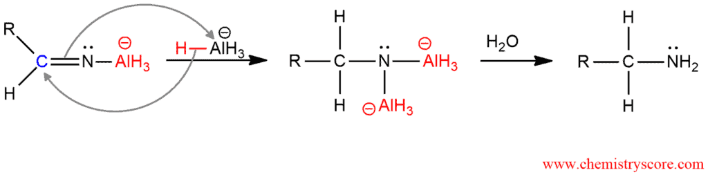 Structural reaction scheme for Reduction to amines [LiAlH4], diagram 3 of 3
