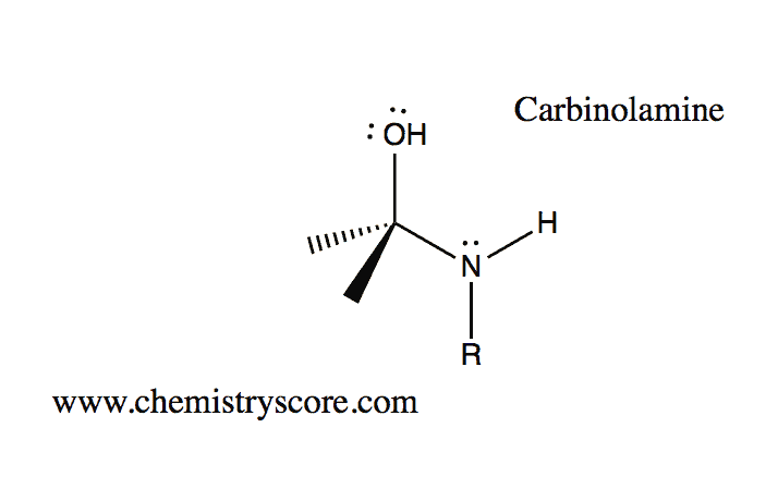 Structural reaction scheme for Carbinolamine