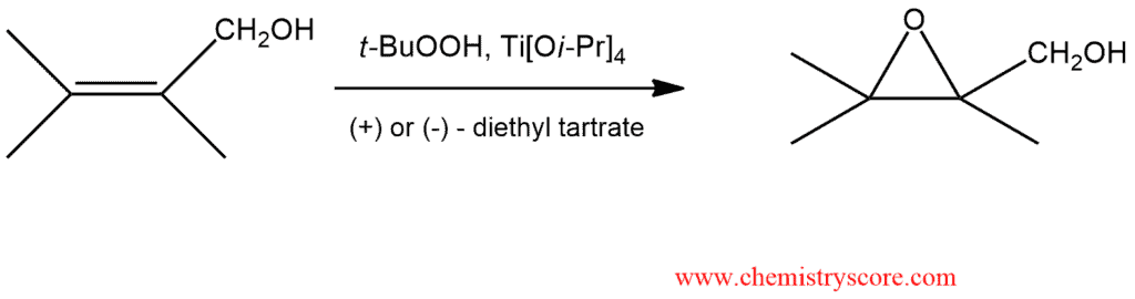Structural reaction scheme for Sharpless Epoxidation of alkenes, diagram 1 of 6