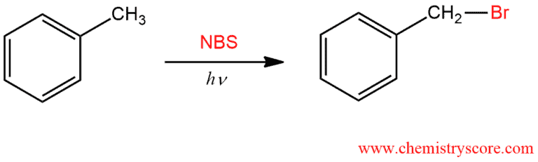 Structural reaction scheme for Side chain bromination, diagram 1 of 3