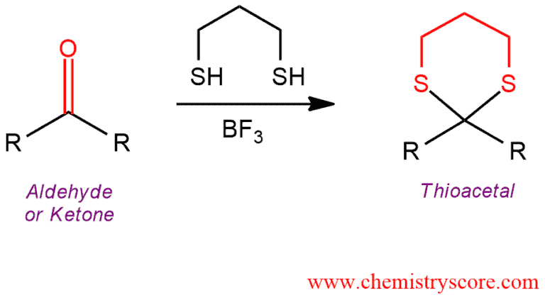 Structural reaction scheme for Thioacetal formation, diagram 1 of 2