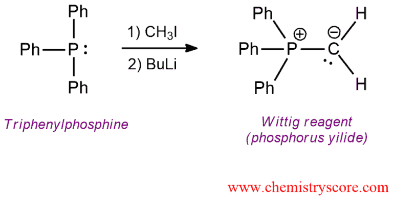 Structural reaction scheme for Wittig reaction: alkene formation, diagram 2 of 3