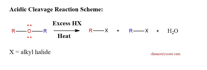 Structural reaction scheme for Acidic Cleavage, diagram 2 of 2