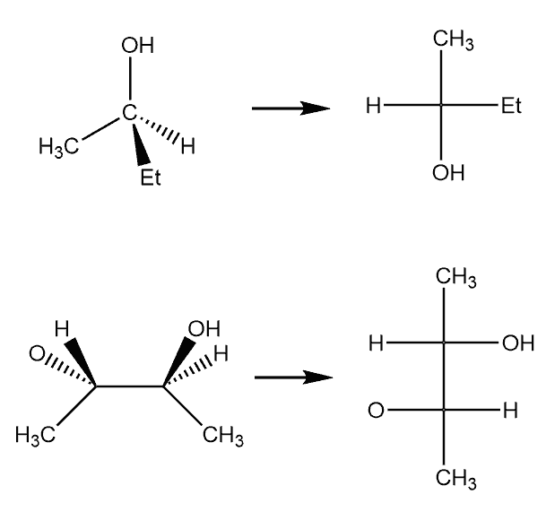 Structural reaction scheme for Fischer Projections, diagram 2 of 2