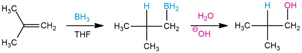 Structural reaction scheme for Hydroboration-oxidation, diagram 1 of 8