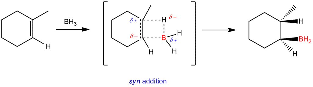 Structural reaction scheme for Hydroboration-oxidation, diagram 4 of 8