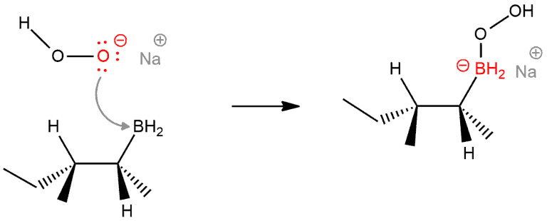 Structural reaction scheme for Hydroboration-oxidation, diagram 6 of 8