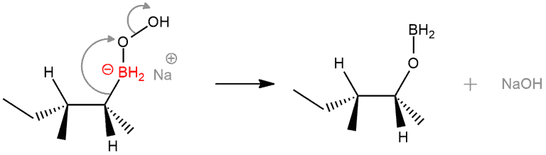 Structural reaction scheme for Hydroboration-oxidation, diagram 7 of 8