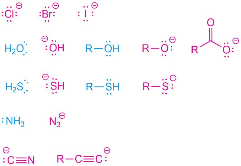 Structural reaction scheme for Nucleophile, diagram 1 of 6