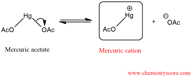 Structural reaction scheme for Oxymercuration [Hg(OAc)2/H2O], diagram 2 of 4